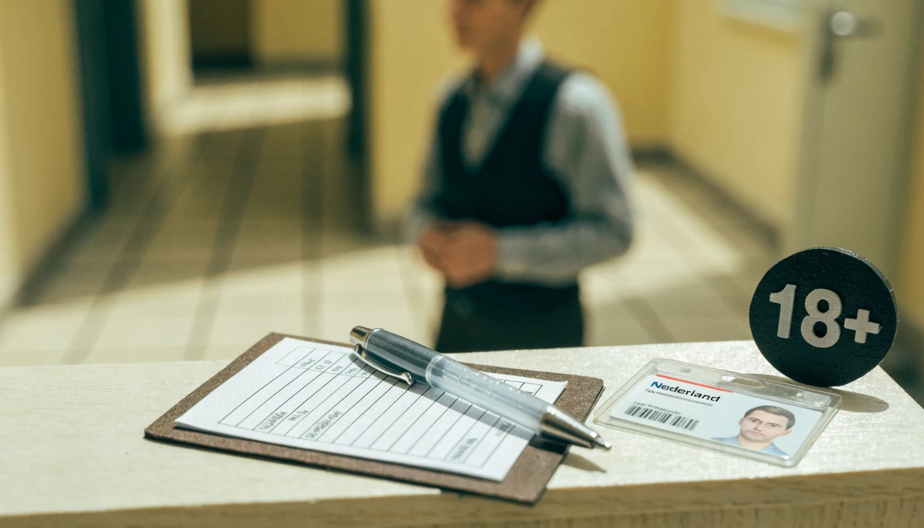 Registratieformulier met legitimatie aan een balie